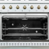 FORNO Antico 36" 4.5 cu. ft. Gas Range with 6 Sealed Burners in White with Antique Brass Accents, FFSGS6219-36WHT
