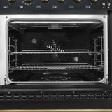 FORNO Antico 48" 5.5 cu. ft. Dual Fuel Range with 8 Sealed Burners and Griddle in Black with Antique Brass Accents, FFSGS6113-48BLK
