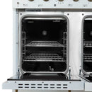 FORNO Antico 48" 5.5 cu. ft. Dual Fuel Range with 8 Sealed Burners and Griddle in White with Antique Brass Accents, FFSGS6113-48WHT