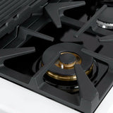 FORNO Antico 48" 5.5 cu. ft. Gas Range with 8 Sealed Burners and Griddle in White with Antique Brass Accents, FFSGS6219-48WHT