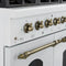 FORNO Antico 48" 5.5 cu. ft. Gas Range with 8 Sealed Burners and Griddle in White with Antique Brass Accents, FFSGS6219-48WHT