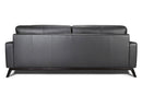 Valencia Francesca Mid Century Top Grain Leather Wide Seat Sofa, Charcoal Grey