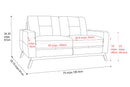 Valencia Francesca Mid Century Top Grain Leather Loveseat Sofa, Charcoal Grey