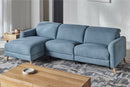 Valencia Freya Fabric Recliner Sofa, Three Seats with Left Chaise, Blue