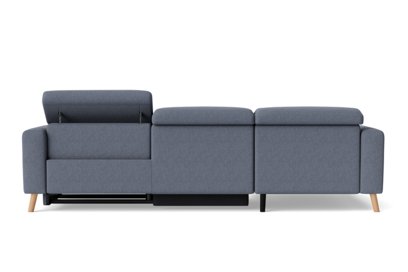 Valencia Freya Fabric Recliner Sofa, Three Seats with Left Chaise, Blue