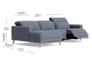 Valencia Freya Fabric Recliner Sofa, Three Seats with Left Chaise, Blue