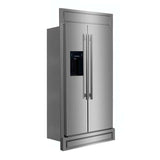 FORNO Salerno 40" 20 cu. ft. Side-by-Side Built-In Refrigerator with Water and Ice Dispenser and Modern Trim Kit, FFRBI1844-40MG