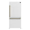 FORNO Espresso Milano 31" 17.2 cu. ft. Right Swing Refrigerator and Bottom Freezer in White with Antique Brass Handles, FFFFD1785-31WHT