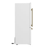 FORNO Espresso Milano 31" 17.2 cu. ft. Right Swing Refrigerator and Bottom Freezer in White with Antique Brass Handles, FFFFD1785-31WHT