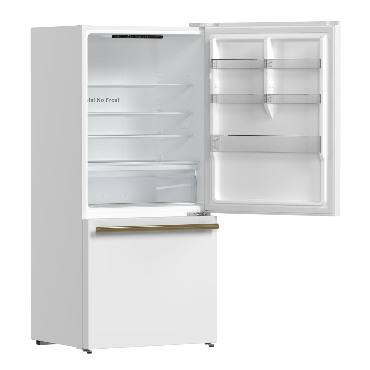 FORNO Espresso Milano 62" 34.4 cu. ft. Side-By-Side Refrigerator with Ice Maker in White with Antique Brass Accents, FFFFD1787-60WHT