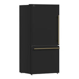 FORNO Espresso Milano 62" 34.4 cu. ft. Side-By-Side Refrigerator with Ice Maker in Black with Antique Brass Accents, FFFFD1787-60BLK