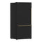FORNO Espresso Milano 62" 34.4 cu. ft. Side-By-Side Refrigerator with Ice Maker in Black with Antique Brass Accents, FFFFD1787-60BLK
