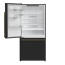 FORNO Espresso Milano 62" 34.4 cu. ft. Side-By-Side Refrigerator with Ice Maker in Black with Antique Brass Accents, FFFFD1787-60BLK