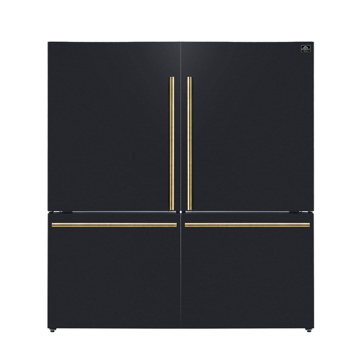 FORNO Espresso Milano 62" 34.4 cu. ft. Side-By-Side Refrigerator with Ice Maker in Black with Antique Brass Accents, FFFFD1787-60BLK