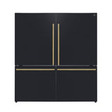 FORNO Espresso Milano 62" 34.4 cu. ft. Side-By-Side Refrigerator with Ice Maker in Black with Antique Brass Accents, FFFFD1787-60BLK