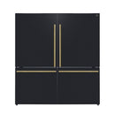 FORNO Espresso Milano 62" 34.4 cu. ft. Side-By-Side Refrigerator with Ice Maker in Black with Antique Brass Accents, FFFFD1787-60BLK