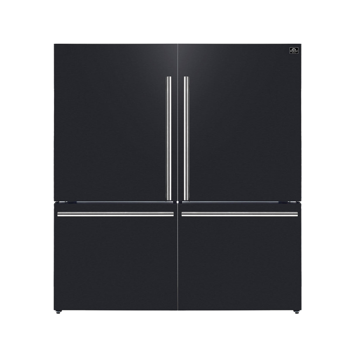 FORNO Espresso Milano 62" 34.4 cu. ft. Side-By-Side Refrigerator with Ice Maker in Black with Silver Accents, FFFFD1787-60BLK