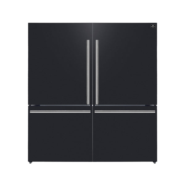 FORNO Espresso Milano 62" 34.4 cu. ft. Side-By-Side Refrigerator with Ice Maker in Black with Silver Accents, FFFFD1787-60BLK