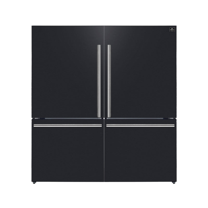 FORNO Espresso Milano 62" 34.4 cu. ft. Side-By-Side Refrigerator with Ice Maker in Black with Silver Accents, FFFFD1787-60BLK