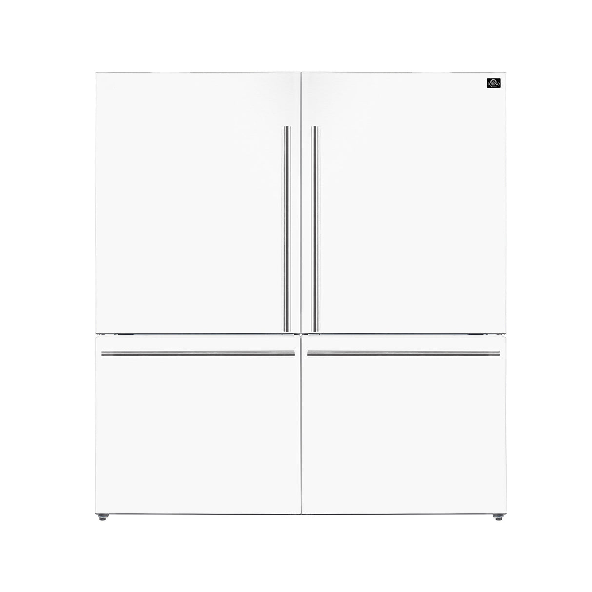 FORNO Espresso Milano 62" 34.4 cu. ft. Side-By-Side Refrigerator with Ice Maker in White with Silver Accents, FFFFD1787-60WHT