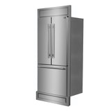 FORNO Gallipoli 35" 17.5 cu. ft. French Door Built-In Refrigerator in Stainless Steel with Ice Maker and Modern Trim Kit, FFFFD1974-35MG