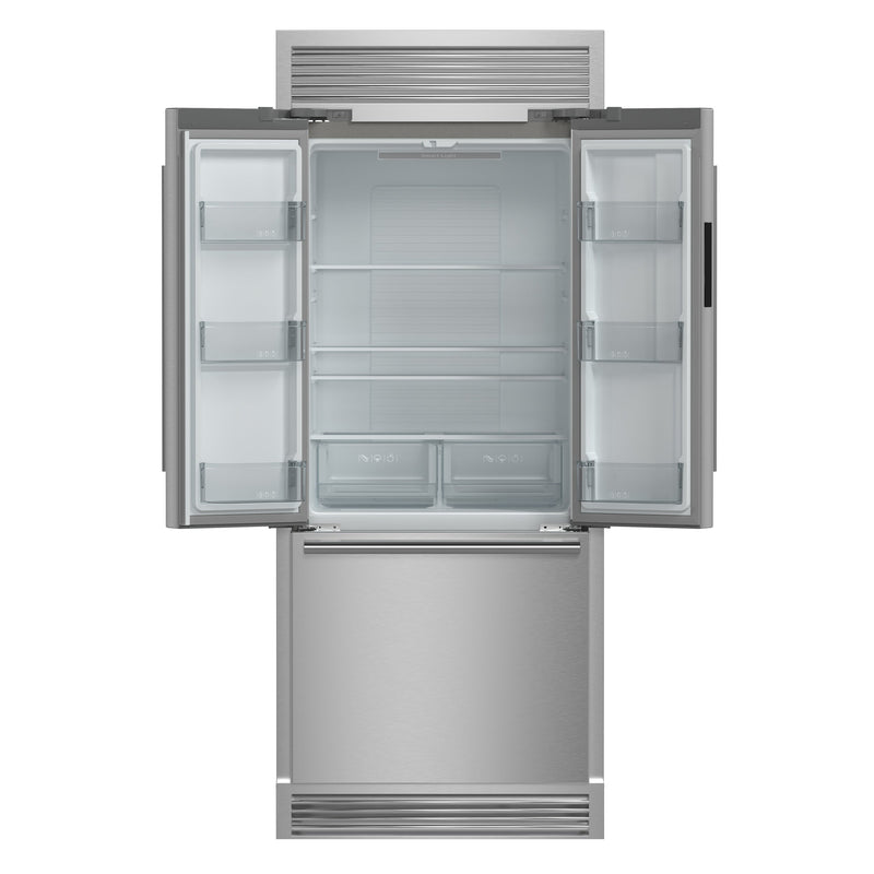 FORNO Gallipoli 35" 17.5 cu. ft. French Door Built-In Refrigerator in Stainless Steel with Ice Maker and Grill Trim Kit, FFFFD1974-35SG