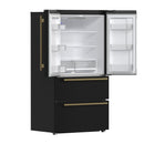 FORNO Espresso Moena 36" 19.2 cu. ft. Refrigerator with Ice Maker in Black with Antique Brass Handles, FFRBI1820-36BLK