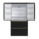 FORNO Espresso Moena 36" 19.2 cu. ft. Refrigerator with Ice Maker in Black with Antique Brass Handles, FFRBI1820-36BLK