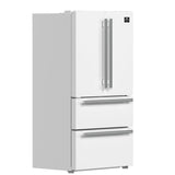 FORNO Espresso Moena 36" 19.2 cu. ft. Refrigerator with Ice Maker in White with Silver Handles, FFRBI1820-36WHT