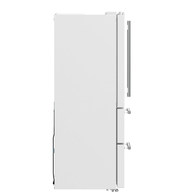 FORNO Espresso Moena 36" 19.2 cu. ft. Refrigerator with Ice Maker in White with Silver Handles, FFRBI1820-36WHT