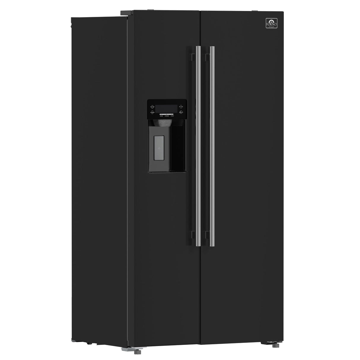 FORNO Espresso Salerno 36" 20 cu. ft. Side-By-Side Refrigerator with Water and Ice Dispenser in Black with Silver Handles