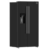 FORNO Espresso Salerno 36" 20 cu. ft. Side-By-Side Refrigerator with Water and Ice Dispenser in Black with Silver Handles