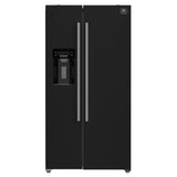 FORNO Espresso Salerno 36" 20 cu. ft. Side-By-Side Refrigerator with Water and Ice Dispenser in Black with Silver Handles