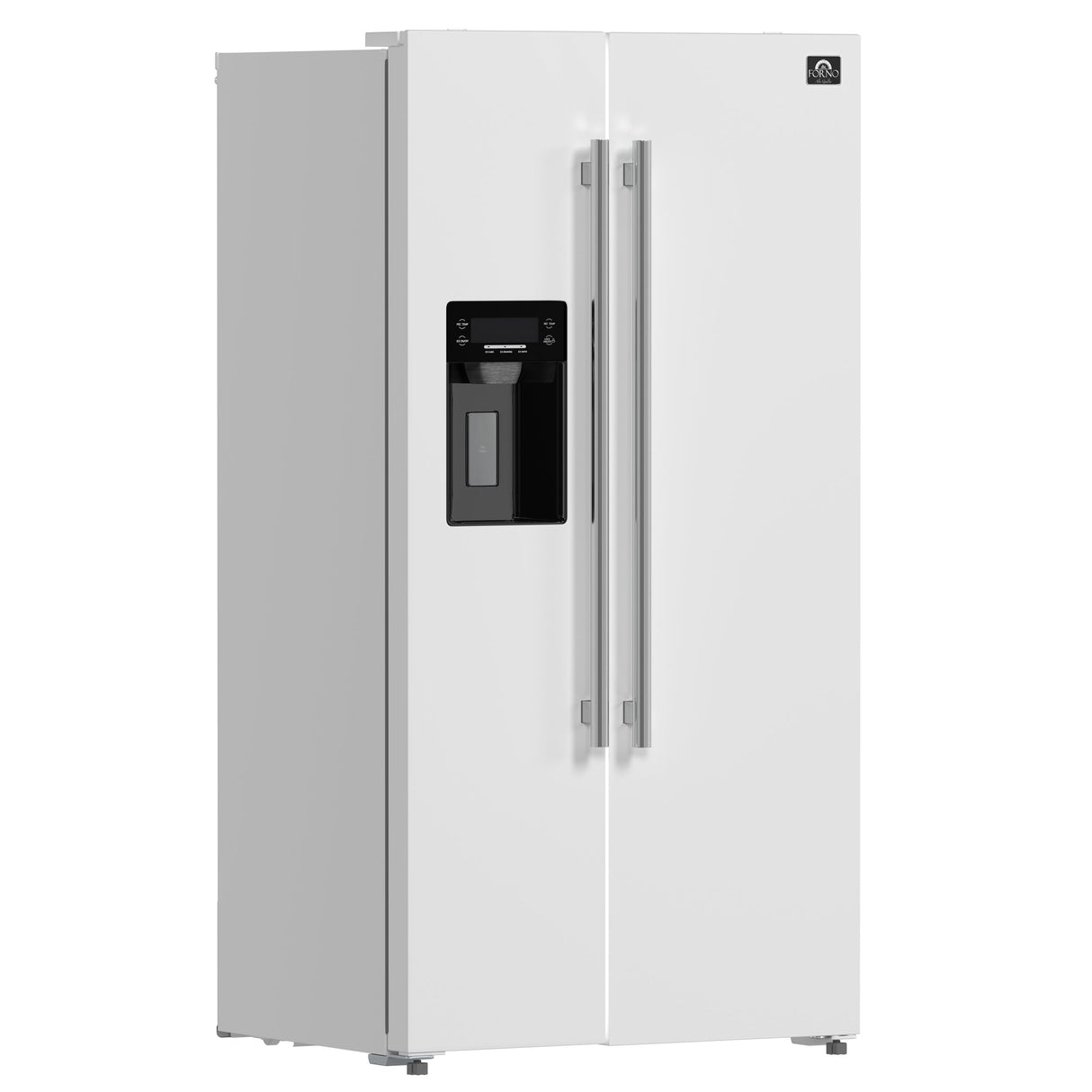 FORNO Espresso Salerno 36" 20 cu. ft. Side-By-Side Refrigerator with Water and Ice Dispenser in White with Silver Handles