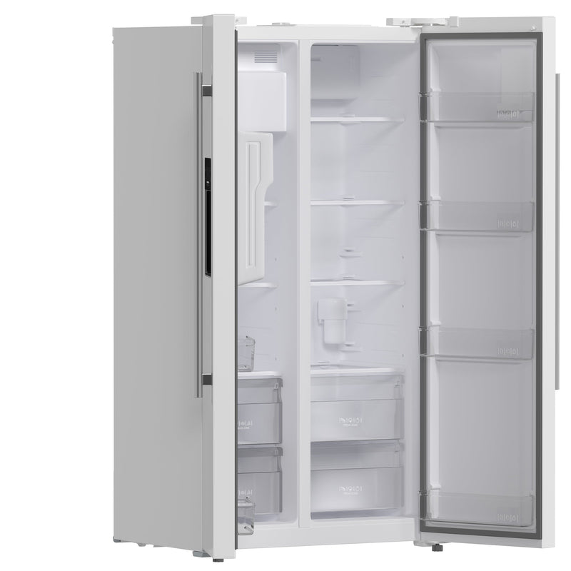 FORNO Espresso Salerno 36" 20 cu. ft. Side-By-Side Refrigerator with Water and Ice Dispenser in White with Silver Handles