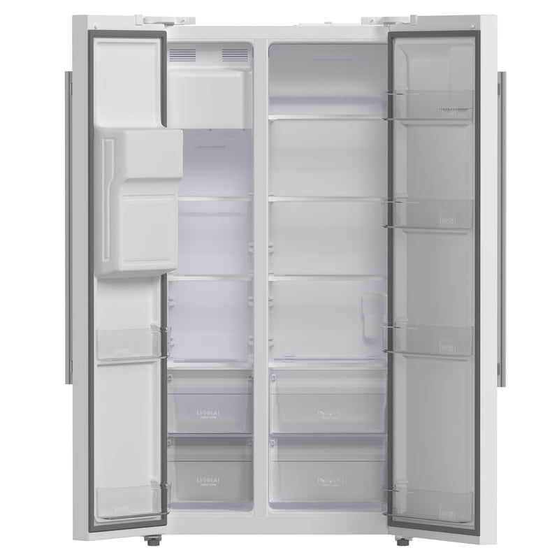 FORNO Espresso Salerno 36" 20 cu. ft. Side-By-Side Refrigerator with Water and Ice Dispenser in White with Silver Handles