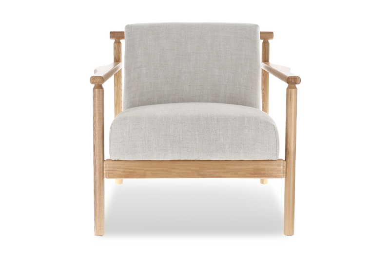 Valencia Regal Fabric Upholstered Wood Frame Accent Chair, Beige
