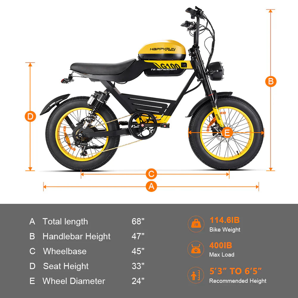HappyRun | G100 48V/38Ah 2000W Dual Battery Electric Bike | G100