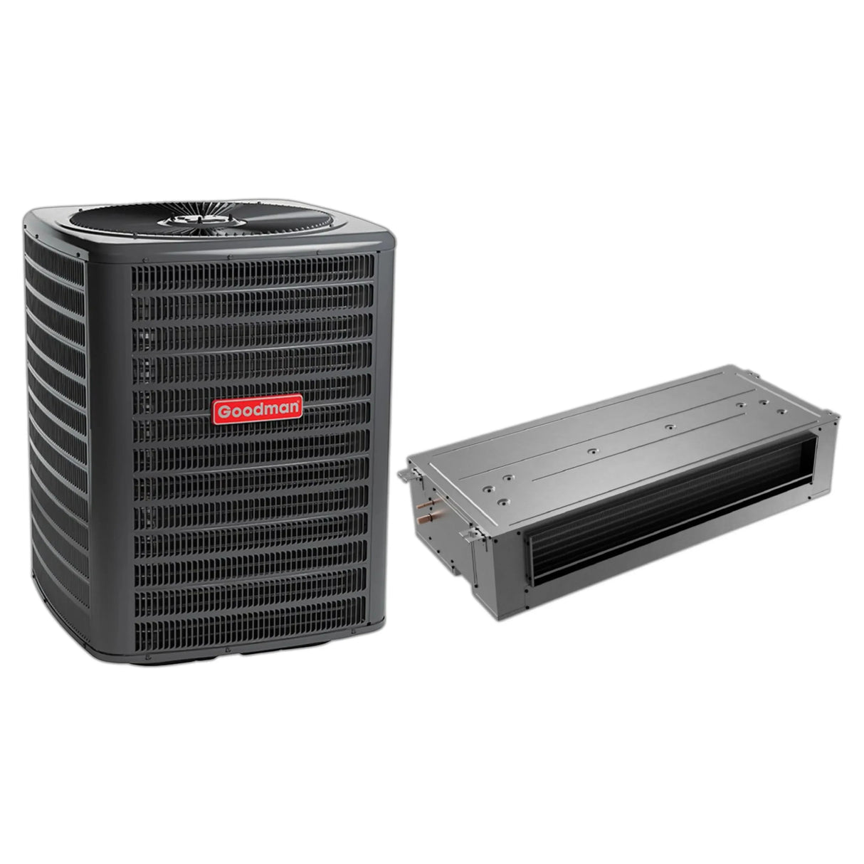 Goodman 2 Ton 14.5 SEER2 Central Air Conditioner Condenser with Ceiling Mounted Air Handler & 6kW Heat Kit