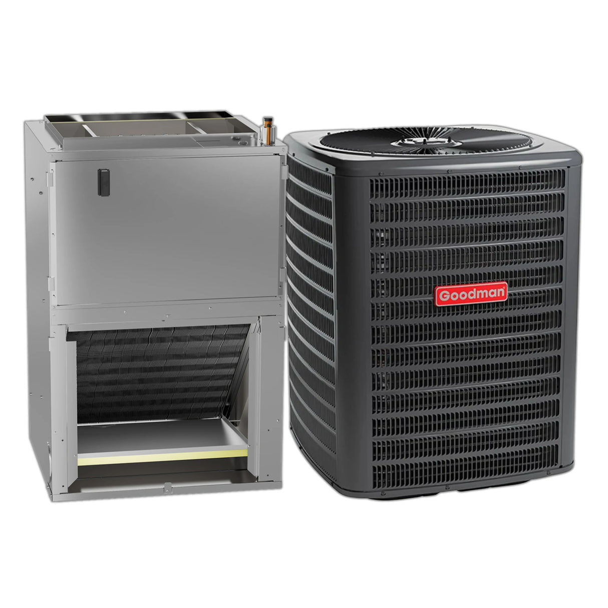 Goodman 1.5 Ton 14.3 SEER2 Central Air Conditioner Condenser with Wall Mounted Air Handler & 5kW Heat Kit