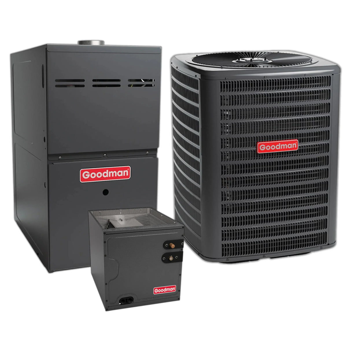 Goodman 4 Ton 14 SEER2 R-32 Central Split System with 80% AFUE Gas Furnace & Evaporator Coil