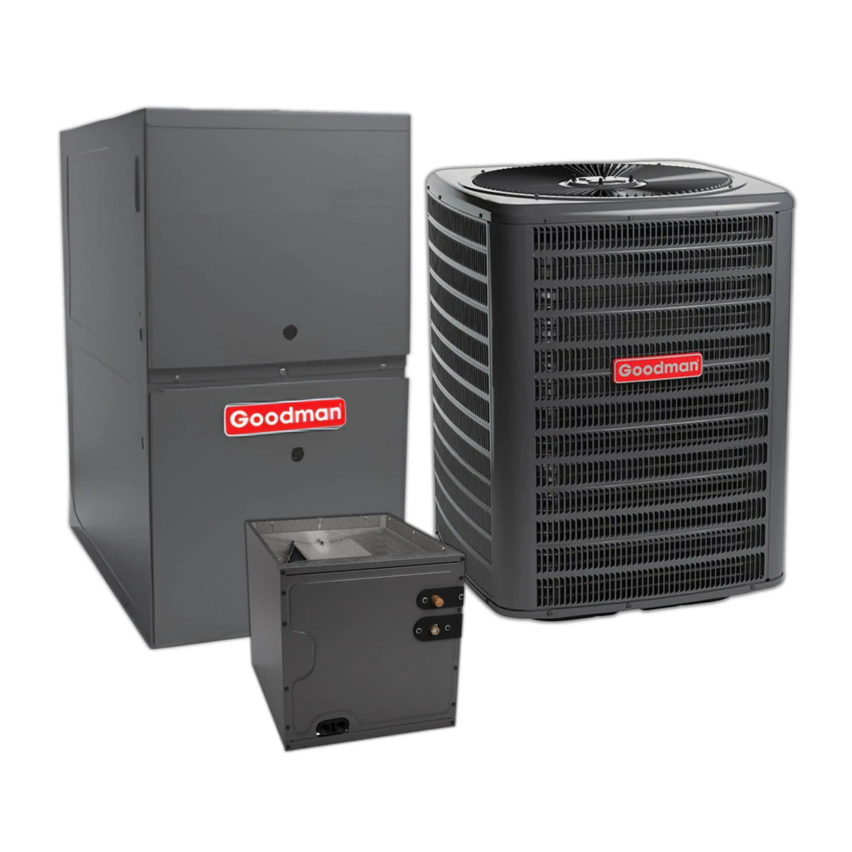 Goodman 1.5 Ton 13.4 SEER2 Central Air Conditioner, 80% AFUE 40K BTU Gas Furnace and Evaporator Coil
