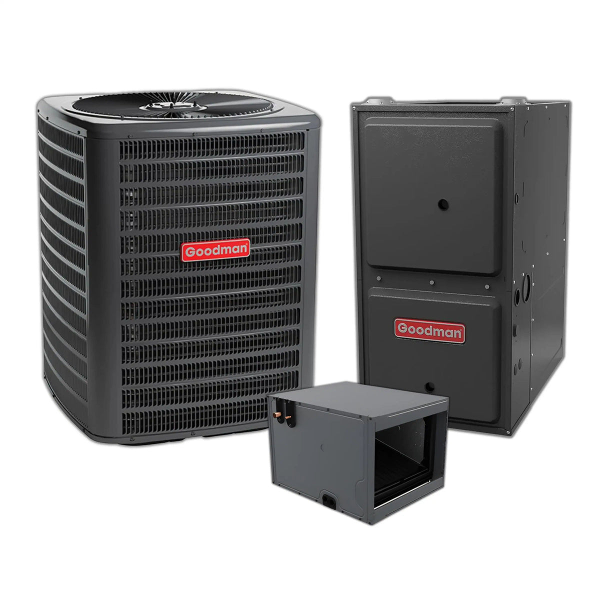 Goodman 1.5 Ton 13.4 SEER2 Central Air Conditioner, 96% AFUE 40K BTU Gas Furnace and Evaporator Coil