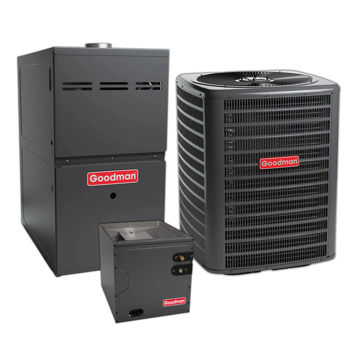 Goodman 1.5 Ton 13.4 SEER2 Central Air Conditioner, 80% AFUE 60K BTU Gas Furnace and Evaporator Coil