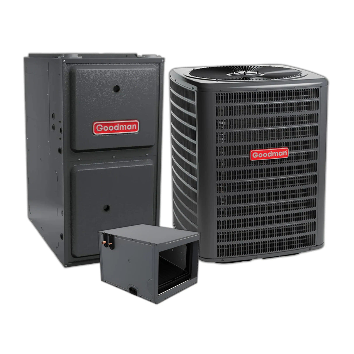 Goodman 1.5 Ton 13.4 SEER2 Central Air Conditioner, 96% AFUE 60K BTU Gas Furnace and Evaporator Coil