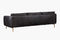 Valencia Gabriele Leather Three Seats Sofa with Brass Finished Legs, Black Color