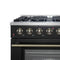 FORNO Galiano 36" 5.36 cu. ft. Gas Range with 6 Sealed Burners in Black with Antique Brass Accents, FFSGS6244-36BLK