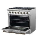 FORNO Galiano 36" 5.36 cu. ft. Gas Range with 6 Sealed Burners in White with Antique Brass Accents, FFSGS6244-36WHT
