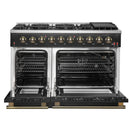 FORNO Galiano 48" 6.58 cu. ft. Gas Range with 8 Sealed Burners and Griddle in Black with Antique Brass Accents, FFSGS6244-48BLK