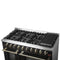 FORNO Galiano 48" 6.58 cu. ft. Gas Range with 8 Sealed Burners and Griddle in Black with Antique Brass Accents, FFSGS6244-48BLK